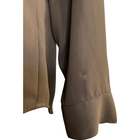 Express Women's Large Olive Green Blouse V-Neck Button Front Long Sleeve RN55285 - Picture 4 of 9